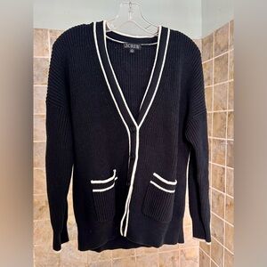 J. Crew Women's Black Cardigan with White Accents
